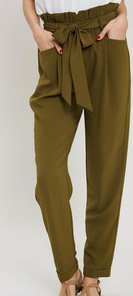Olive paperbag pants